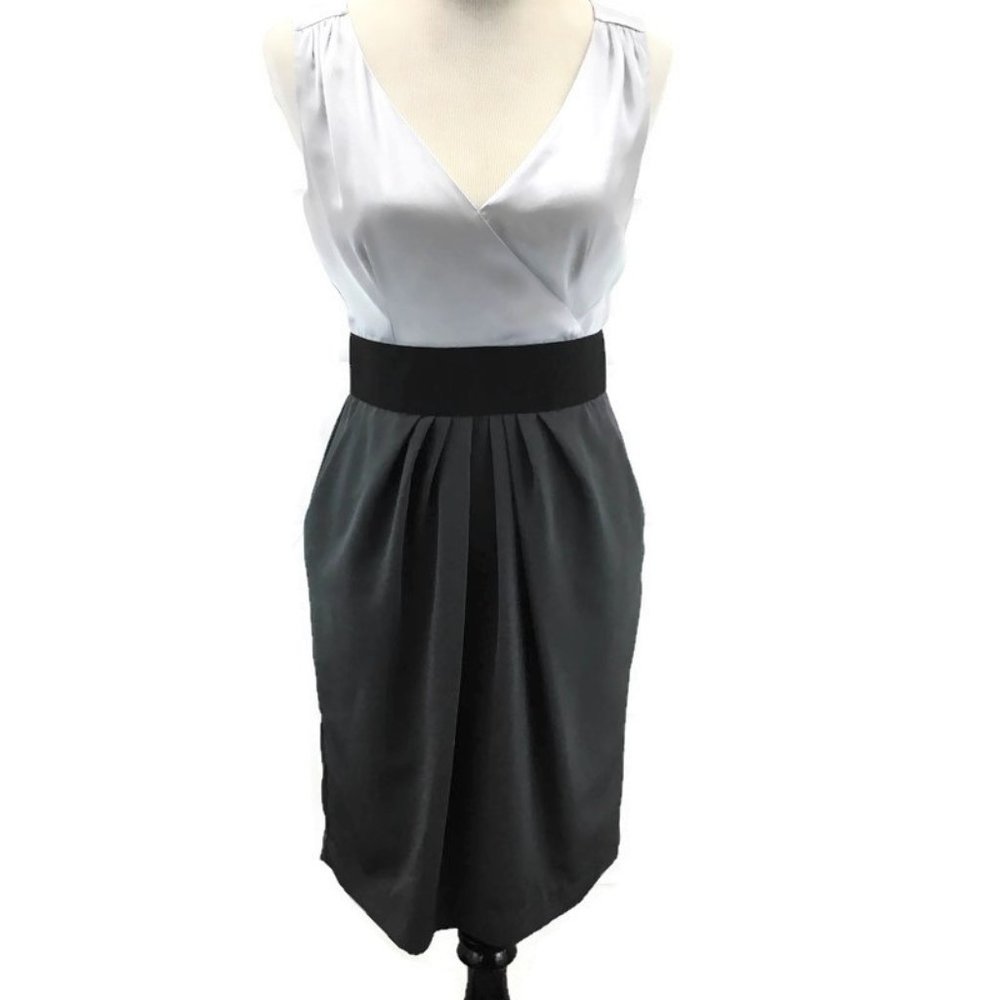 H&M Surplice Empire Waist Dress Gray Silver Black